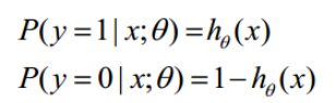 P(y=01x;O)=l-h0(x)  P(y=lIx;0)=h0 冖 匕 